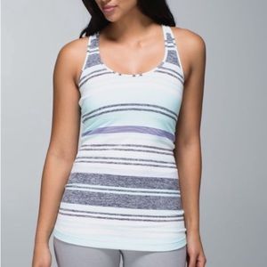 Lululemon Cool Racerback Tank - Groovy Stripe Static Wave Cadet Blue
